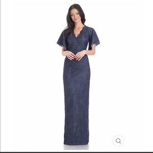NWT JS COLLECTIONS DRINA V-NECK COLUMN GOWN